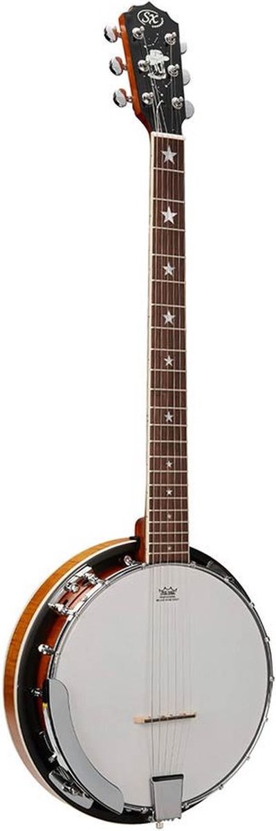 SX BJ406 6-Snarige Banjo – Naturel Satin, Matte Finish, Inclusief Gigbag