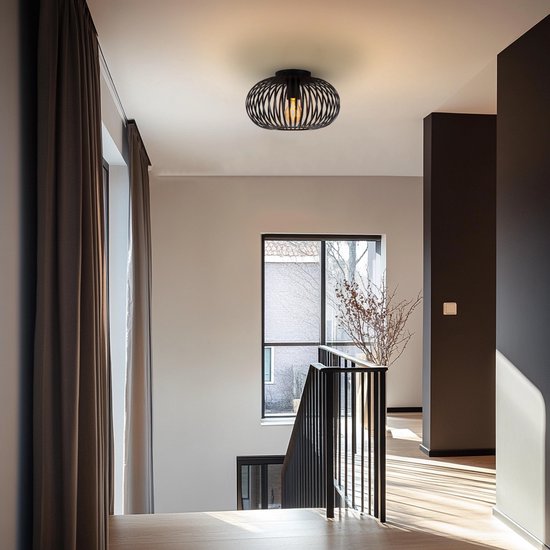 WoonWonder Luxelle Plafonnier Zwart - Plafonnier Lampe E27 - Industriel - ⌀ 40cm - Excl. Source de lumière