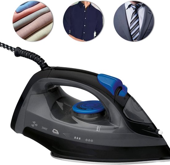 ApexArte® Strijkijzer - Stoomstrijkijzer met Stoomgenerator - Stoomreiniger - Zwart met Blauw
