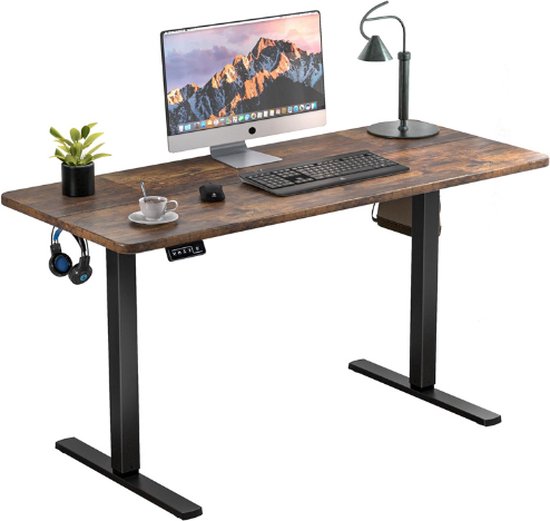 Acrolix Elektrisch in Hoogte Verstelbaar Bureau, 150 x 100 CM Verstelbare Tafel met Bekerhouder en Haak, Wit