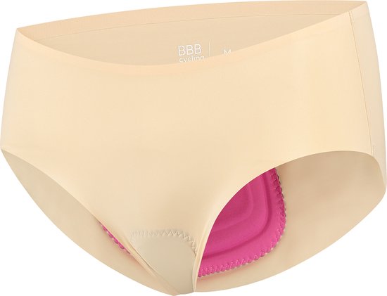 Culotte de cyclisme nude avec chamois rose, coutures et logo BBB cycling.