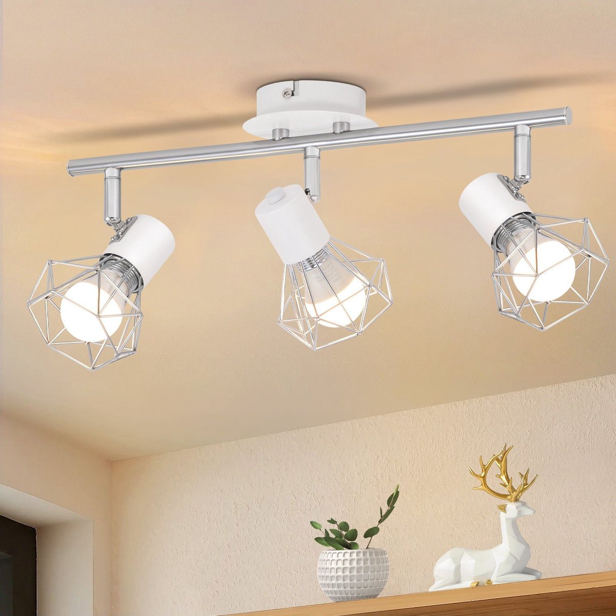 NETTLIFE Opbouwspot - Moderne Plafondspot | Spotje - 3 lichts - E14 - L 490 mm - WIt- Keuken | Woonkamer | Slaapkamer-excl. lichtbron