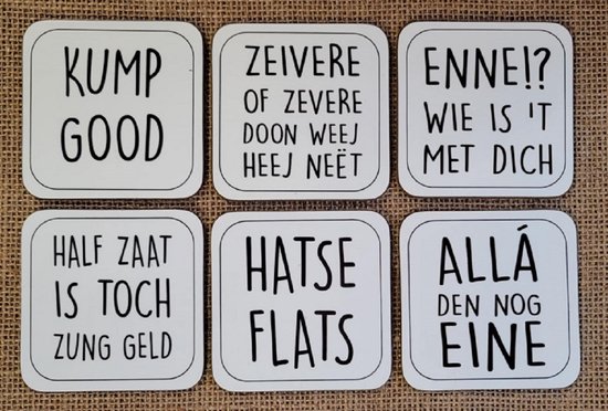 Onderzetter Limburg 1 - glazen onderzetters - onderzetters met leuke Limburgse teksten/uitspraken voor glazen - Limburgs dialect