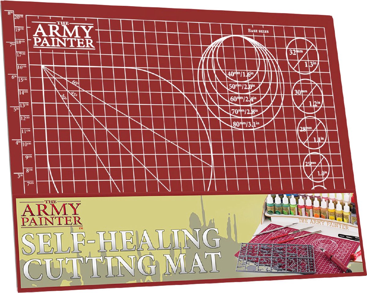 The Army Painter Self-Healing Cutting Mat, Double Sided PVC Non-Slip Mat, 3-Ply Gridded Miniature and Model Cutting Board, A4, Tabletop Roleplaying, Boardgames, and Wargames Miniature Modelling