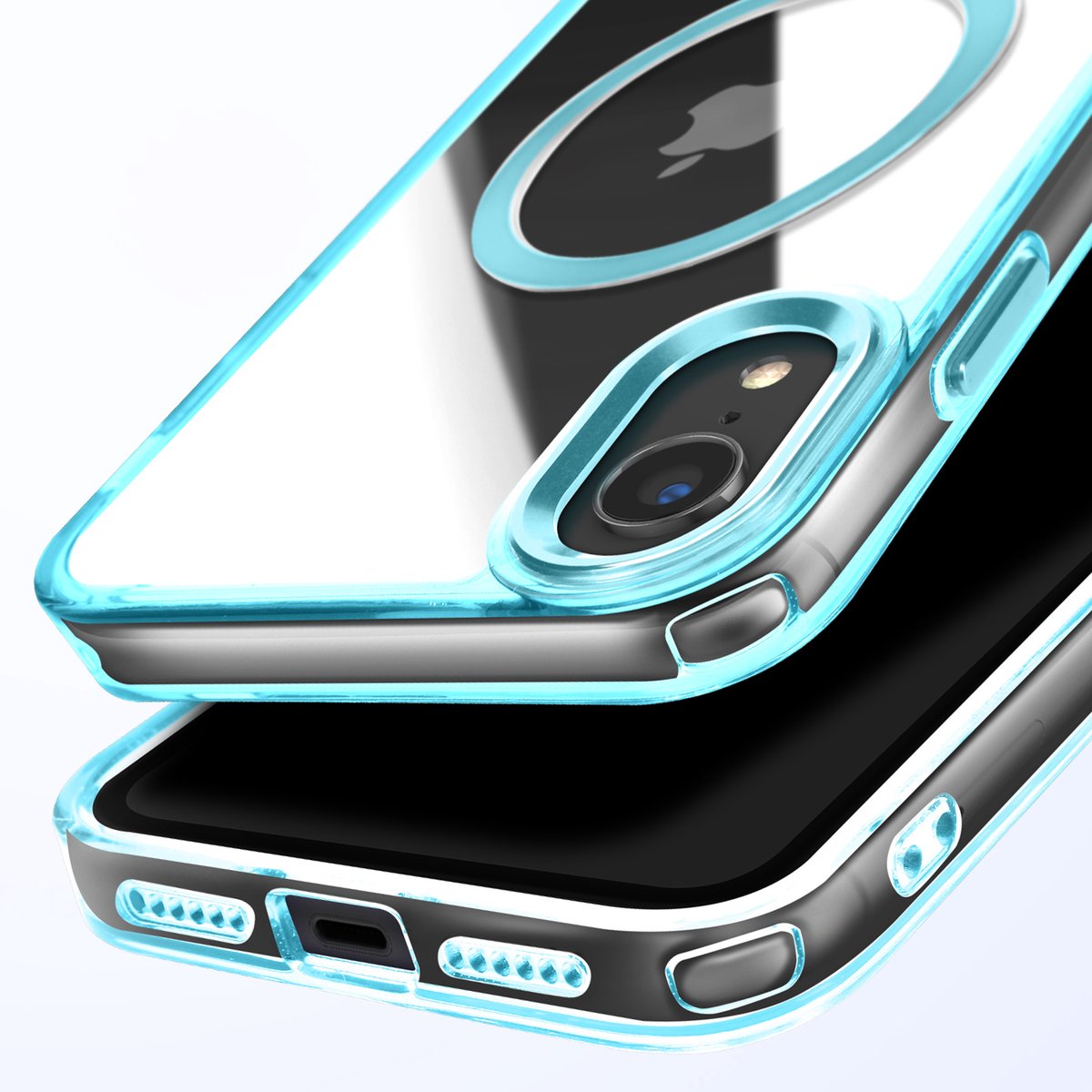 Avizar MagSafe hoesje Geschikt voor Apple iPhone XR Crystal Color rug, Blauw