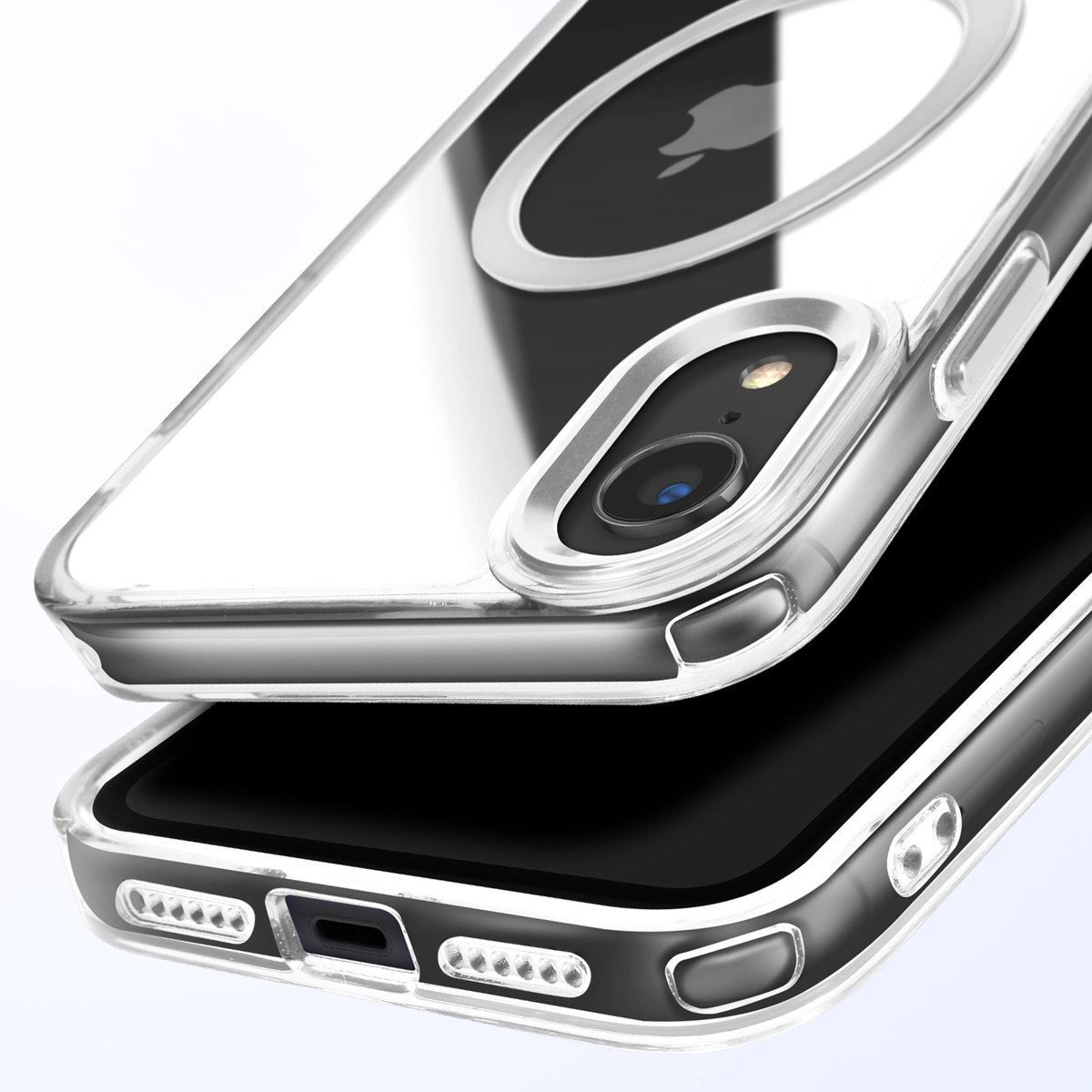 Avizar MagSafe hoesje Geschikt voor Apple iPhone XR Crystal Color rug, Zilver