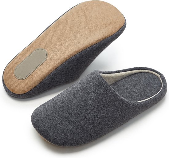 1 paire - Pantoufles femmes silencieux - Pantoufles femmes antidérapantes - Pantoufles femmes respirantes en Katoen doux et lin - Chaussons d'intérieur - Convient pour un usage domestique et hôtelier - Grijs(M, longueur du pied 24-25 cm)