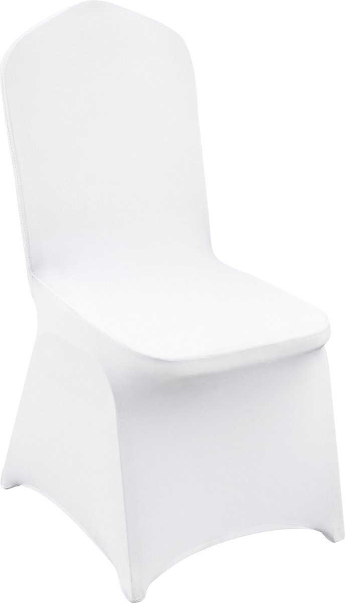 VEVOR 50 Stks Stoelhoes Bruiloft Spandex Witte Stoelhoezen Stretch Stof Verwijderbare Wasbare Beschermende Kussenovertrekken voor Bruiloften Banketten Ceremonie Plat, 50 Stks