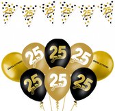 Décoration Anniversaire 25 Ans - Fête - Ballons & Guirlandes et drapeaux en Papier - Félicitations - Décoration Or & Zwart - 9 Pièces