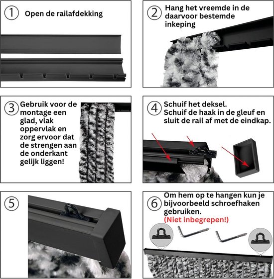 ApexArte® Vliegengordijn Kattenstaart - Deurgordijn - Hordeur - Zwart — afbeelding 2