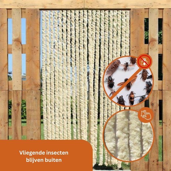 ApexArte® Vliegengordijn Kattenstaart - Deurgordijn - Hordeur - Beige — afbeelding 3