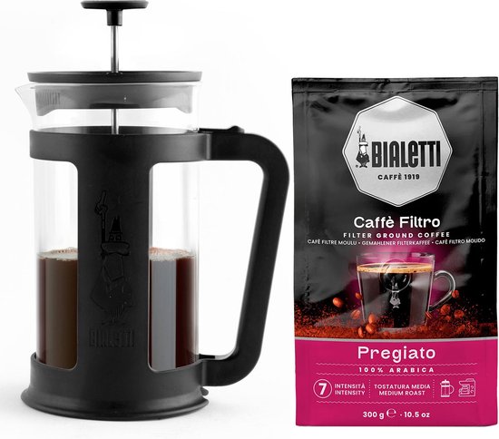 Bialetti Presse française Smart 1000 ml + Café filtre Bialetti Pregiato 300 grammes
