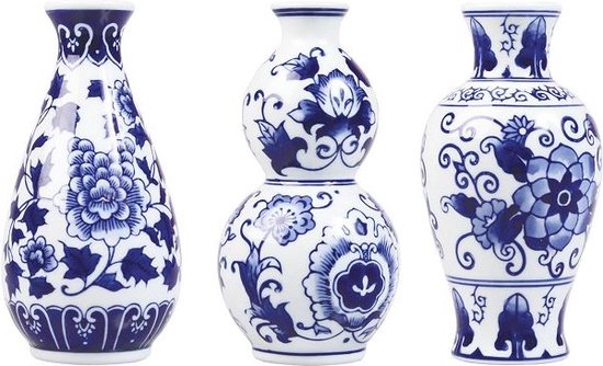Vaas Delfts blauw 30cm ø15cm - Flowers by F R I T S - Chinese vaas Vaas Delfts blauw 30cm ø15cm - Flowers by F R I T S - Chinese vaas