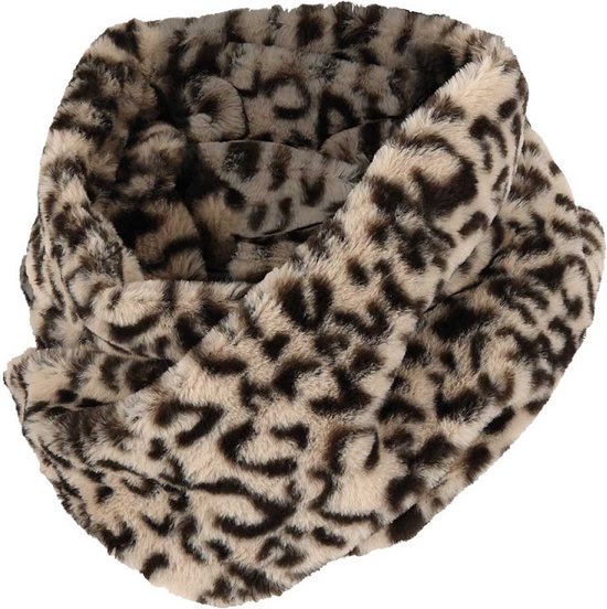 Sarlini Snood Fluffy Teddy Colsjaal Leopard Zand