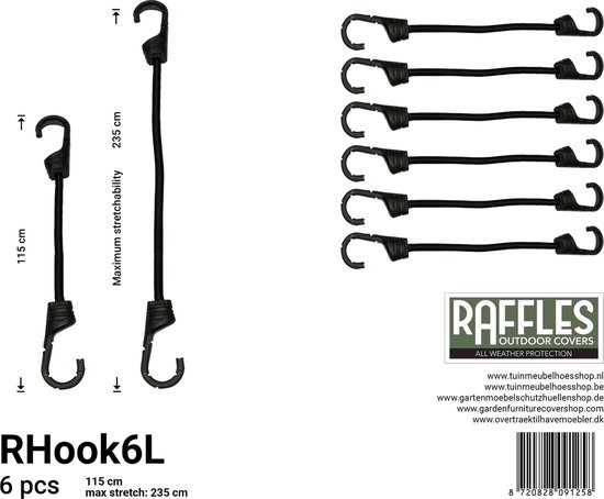 Bungee spanelastiek met haken 115/225 cm — afbeelding 2