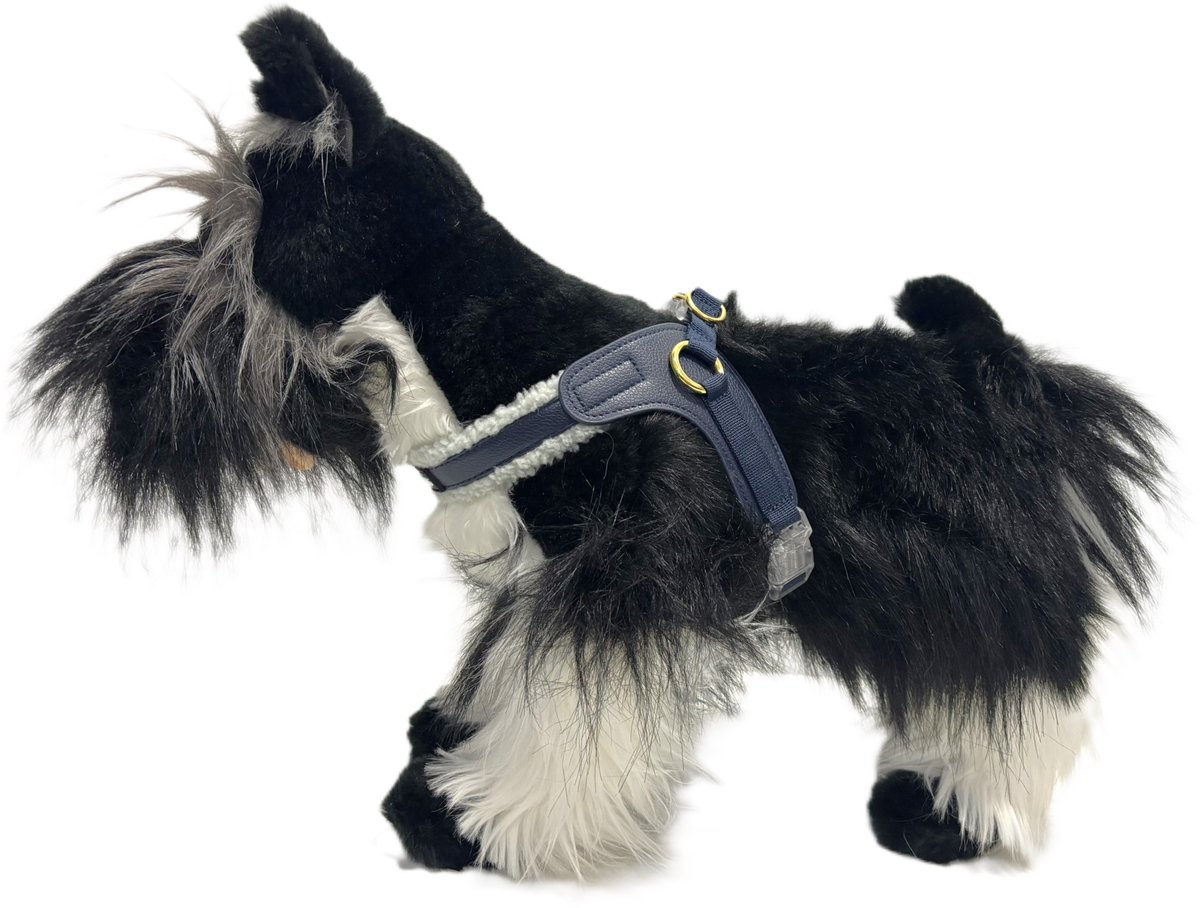 Cavlicious® hondentuigje kleine hond - hondenharnas - blauw - met sherpa - M