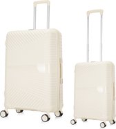 Bol.com Mallorca Reiskofferset 2-delig - 39 en 93 liter - Handbagage en Ruimbagage - Beige - Met Ingebouwd TSA Slot - Voor Vakan... aanbieding