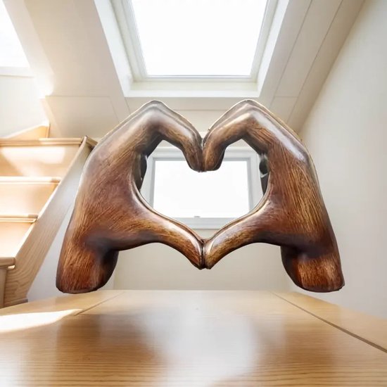Hart Handen Goud Decor, Liefde Hand Standbeeld - Hartvorm Vinger Standbeelden voor Preppy, Modern & Esthetisch & Bruiloft Room Decor, Woonkamer, Slaapkamer, Bureau, Plank of Tafeldecoratie (Goud
