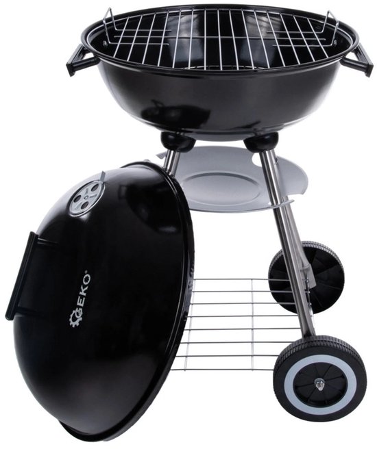 GEKO Ronde houtskoolbarbecue - Met deksel - Ø 39 cm rooster - Zwart - Inclusief hoes van Merkloos — afbeelding 4