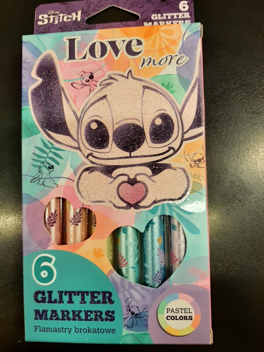 Lilo & Stitch glitter markers 6 stuks