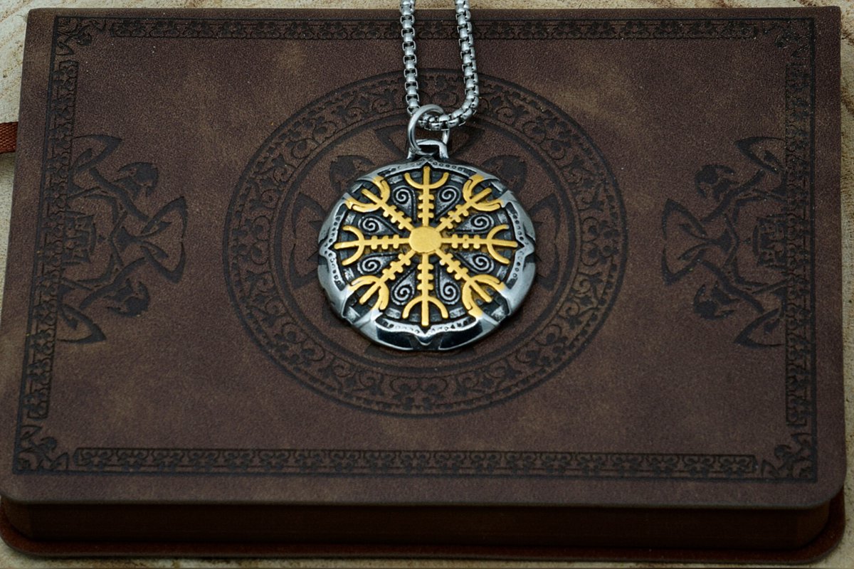 [Two Ravens] Viking Ketting - Helm van Awe Hanger - Viking Symbolen - Runenketting - Noorse Mythologie - Paganism - Heidens