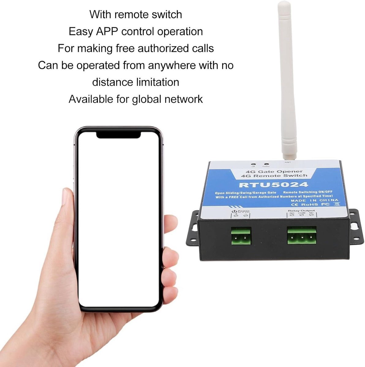 GSM Poortopener Relaisschakelaar Afstandsbediening Oproep SMS APP Toegang op Afstand DC 9-36V Ondersteunt Wereldwijde GSM 2G-frequentie voor Deuren Liften Garages