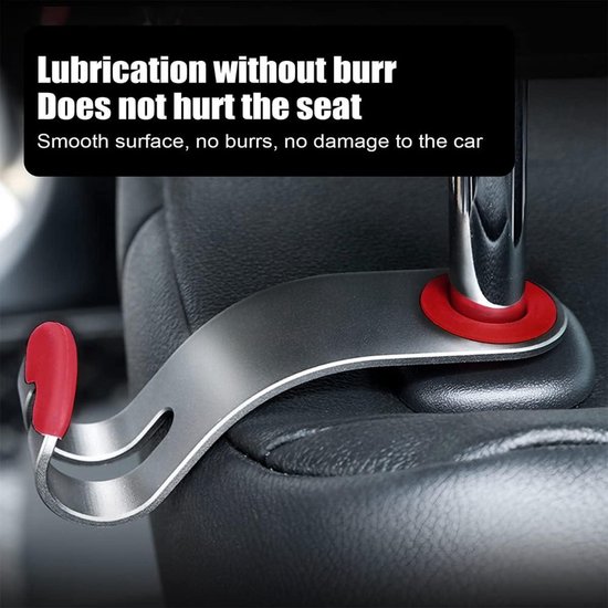 thumbnail: Auto Stoelhaak – Dubbele Haak Voor Hoofdsteun, Leer En Metaal, 4 Stuks