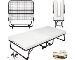 Woning Decor® Opklapbed 90x200 cm – Extra Stevig – Logeerbed met Luxe Matras – Eenpersoonsbed - Vouwbed - Inklapbaar Logeermatras – Ruimtebesparend Slaapbed - Opklapbedden