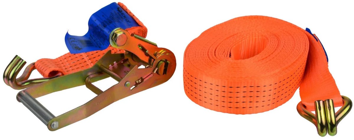 GEKO Ratelspanband - 12m - 5000 kg - Polyester - J-haken - 50 mm breed