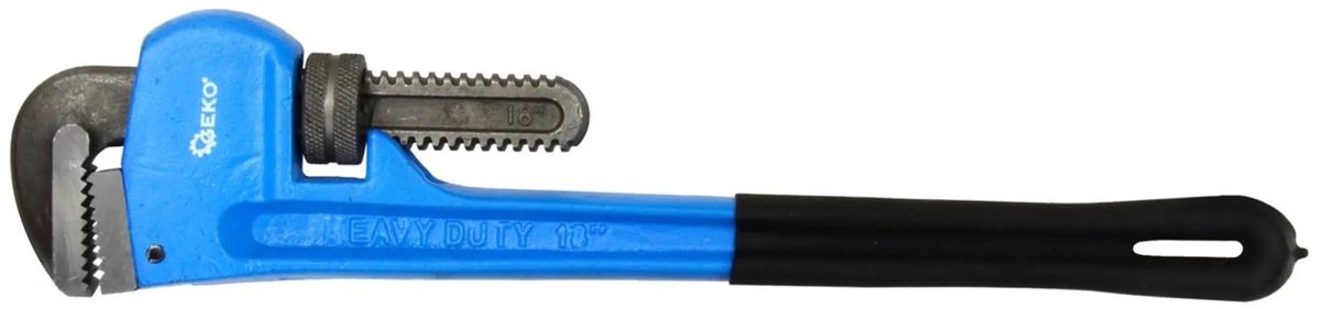 GEKO Zware pijptang - robuust gietijzer - verstelbare bek - 70 mm capaciteit - 45 cm lengte