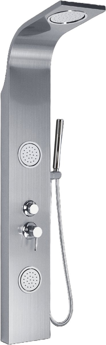Douchepaneel - 2 Massage Units - Mengkraan - Geborsteld RVS - Handdouche
