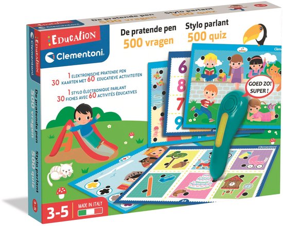 Clementoni - Pratende pen - Educatief Observatie Spel - 60 kaarten met 500 spellen - vanaf 3 jaar