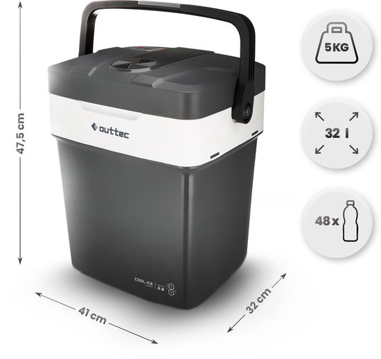 Outtec® Réfrigérateur de camping, mini réfrigérateur - capacité 32L - petit réfrigérateur pour boissons, minibar, glaciere portable pour le camping, le bureau, le jardin, le pique-nique, l'extérieur