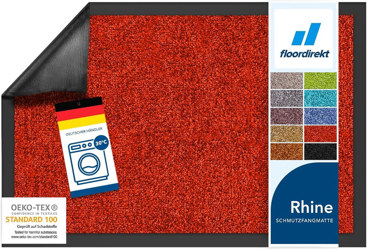 FLOORDIREKT Deurmat - Droogloopmat - Schoonloopmat - Rhine - Waten Melon Red - 90 x 600 cm