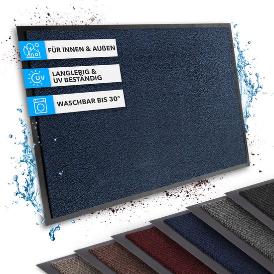 Meisterei – Schoonloopmat 'Sky' | Vuilvanger/deurmat voor binnen en buiten | Polypropyleen | antislip, weerbestendig, hand- en machinewasbaar | 200 x 150 cm | blauw