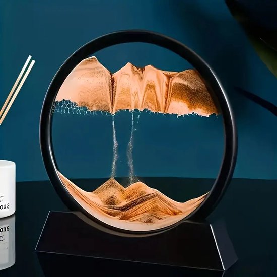 Foto: 3d zandloper drijvend zand zandloper decoratie ornament zandkunst rosegoud zandloper bewegende zandkunst