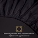 Strak zwart hoeslaken met rondom elastiek voor een perfecte pasvorm.