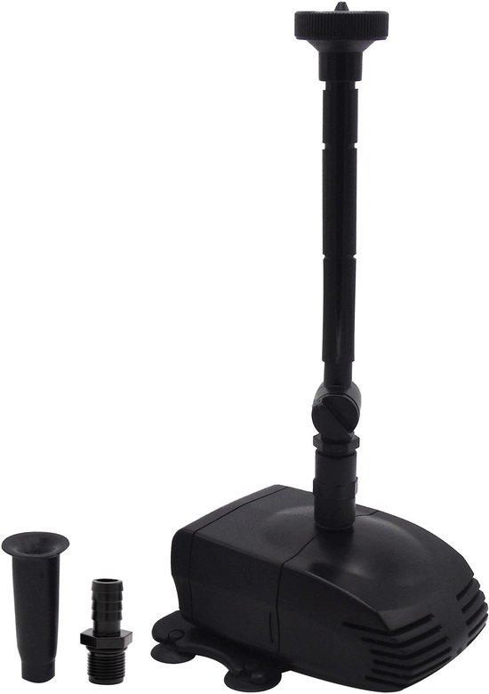 Ubbink ProLine 1000 Eco fonteinpomp met spuitbuis, ontspruitstuk en aanzuigmond.