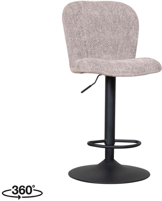 Tabouret de bar LABEL51 Vino - Naturel - Velours - Hauteur d'assise 64-84 - Tabouret -