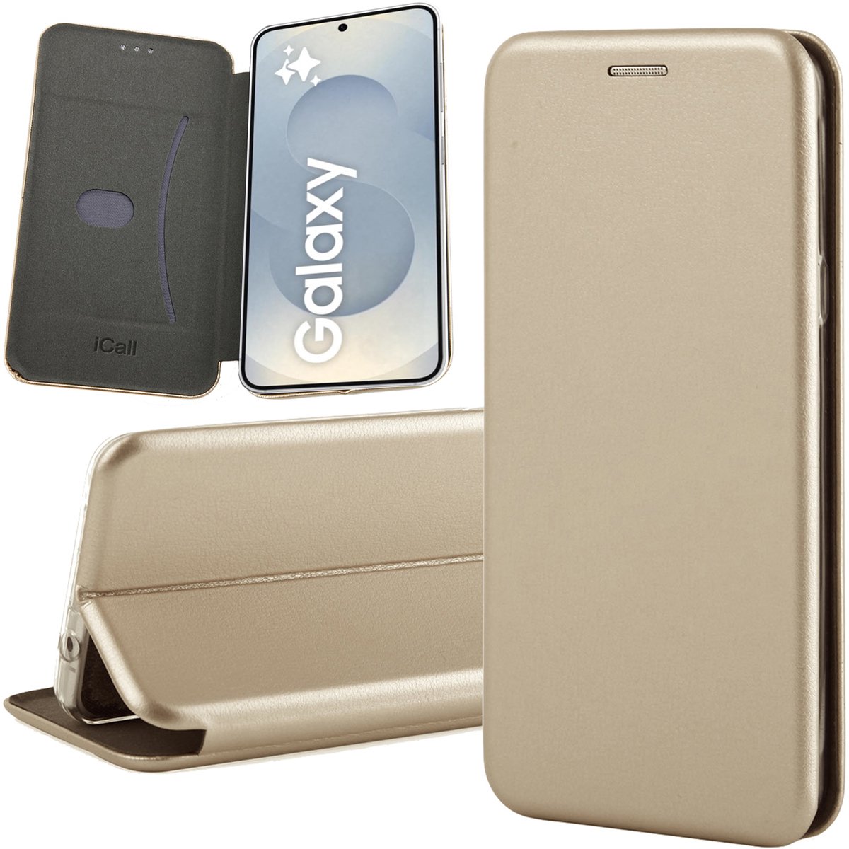 Hoesje geschikt voor Samsung Galaxy S25 Plus - Wallet Book Case Goud