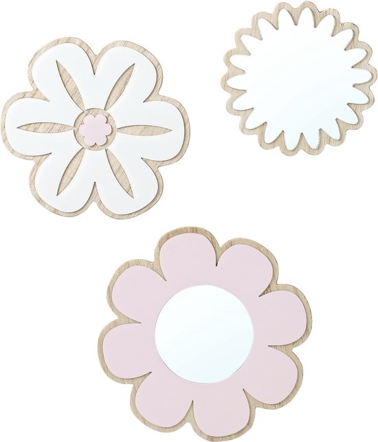Vertbaudet Set van 3 houten en plexiglazen wanddecoraties met bloemen