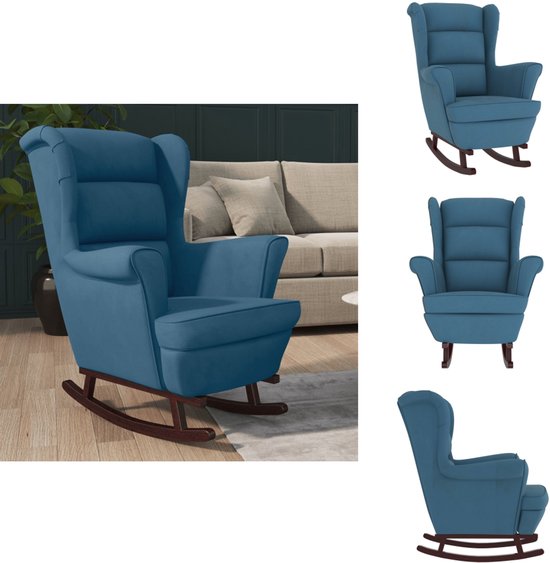 vidaXL Schommelstoel Zitmeubel Schommelend Stoel Zitstoel Fauteuil Zetel Armstoel Meubel Schommelmeubel Schommelstoelen Stof Blauw