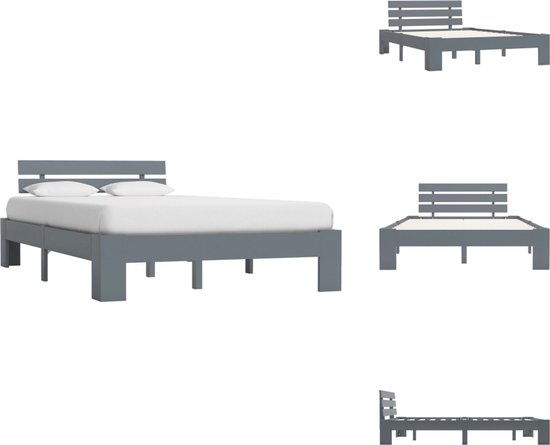 The Living Store Cadre de lit Bois de pin Massief - 213 x 145 x 66 cm - Convient pour matelas 140 x 200 cm