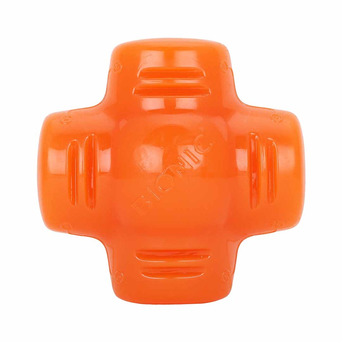 Bionic voederspeeltje treat star - vulbaar kauwspeelgoed voor honden - drijft en stuitert - one size 12x12x7cm - oranje