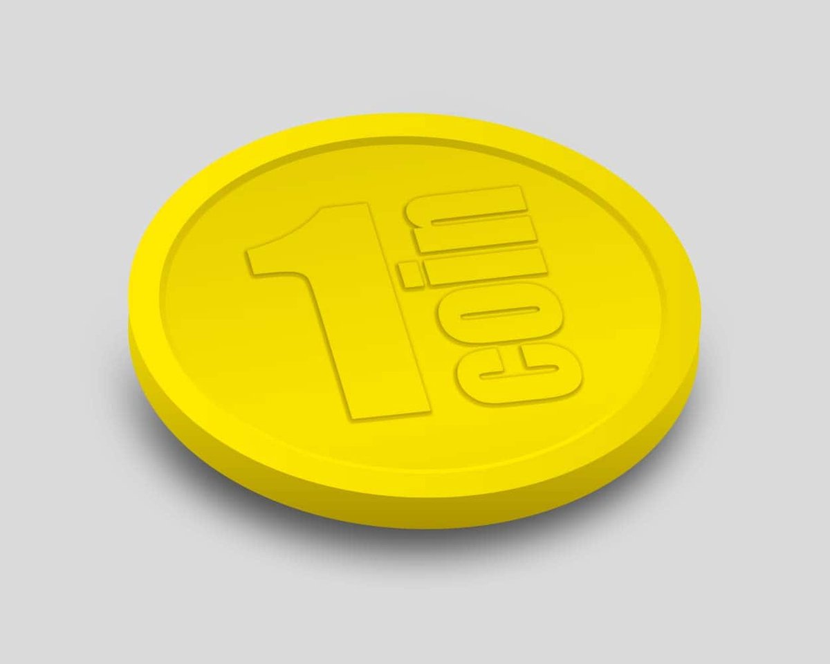 Reliëfmunten 1 Coin 29mm / Consumptiemunten / Betaalmunten (per 250 stuks) - FLUOR GEEL