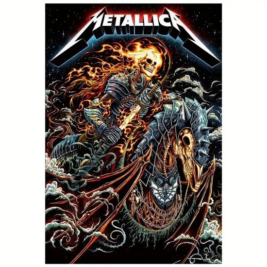 Canvasposter - Muziekposter - Metallica - AC/DC - Vintage - Rockposter ...