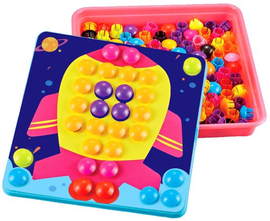 Boutons de couleur avec Opbergbox rose, 55 pièces.