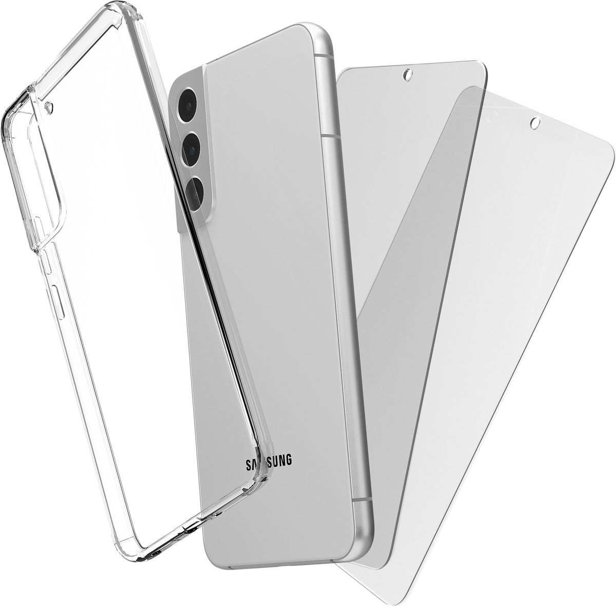 My Case Hoesje geschikt voor Samsung Galaxy S22 Plus hoes transparant - 2x screenprotector