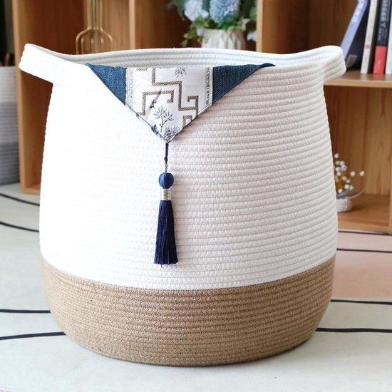 Katoenen touw huisdier speelgoed en accessoires opslag Bin, hond kat speelgoed manden Organizer - Perfect voor het organiseren van huisdier speelgoed, dekens, hapjes en eten - grijs