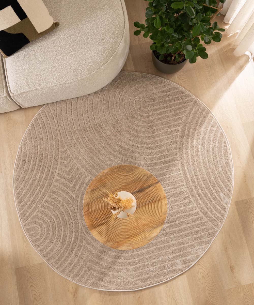 Scandinavisch vloerkleed rond - Contour Curve beige 300